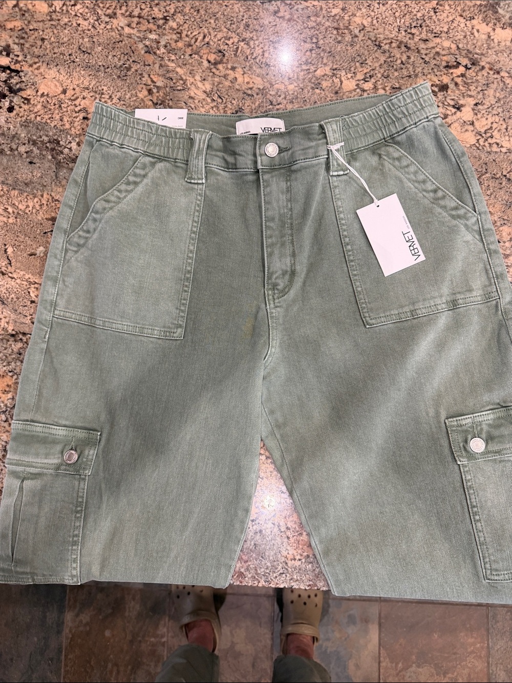 Olive Green High-Rise Utility Jeans for Women - Picture 4 of 9